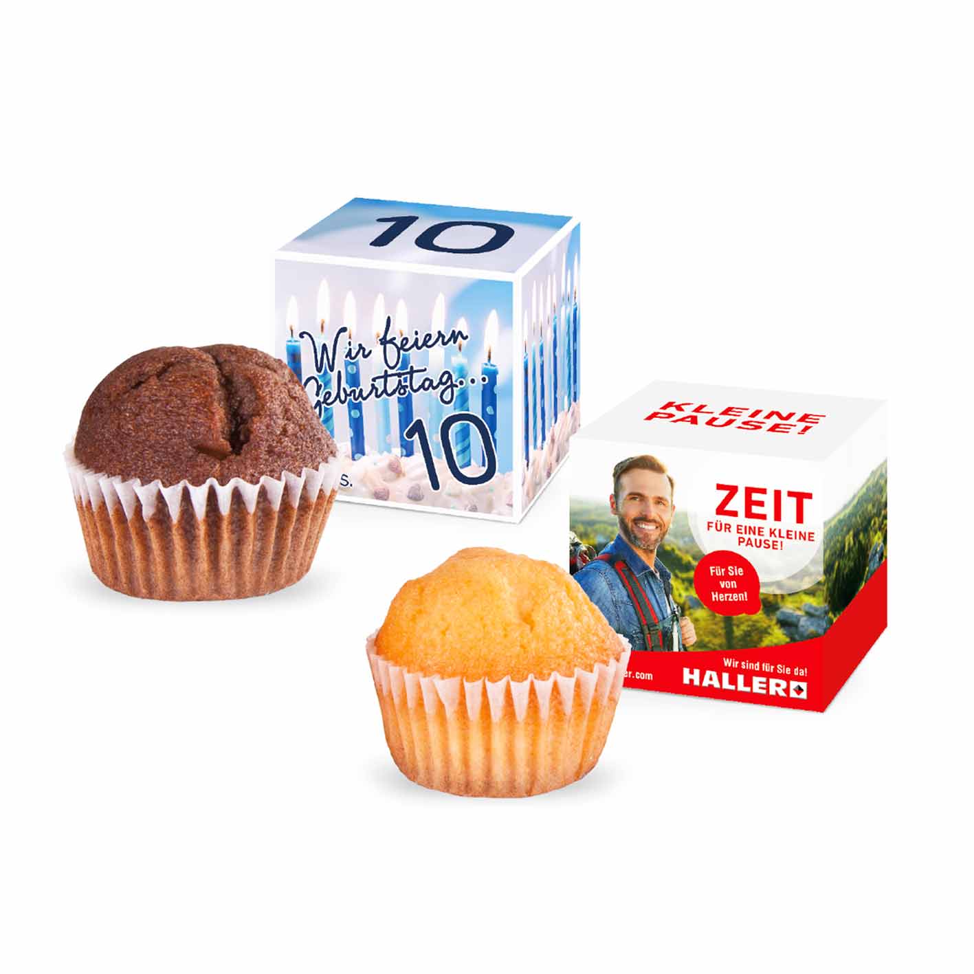 mini Muffin in Geschenkbox  bedruckt mit Logo