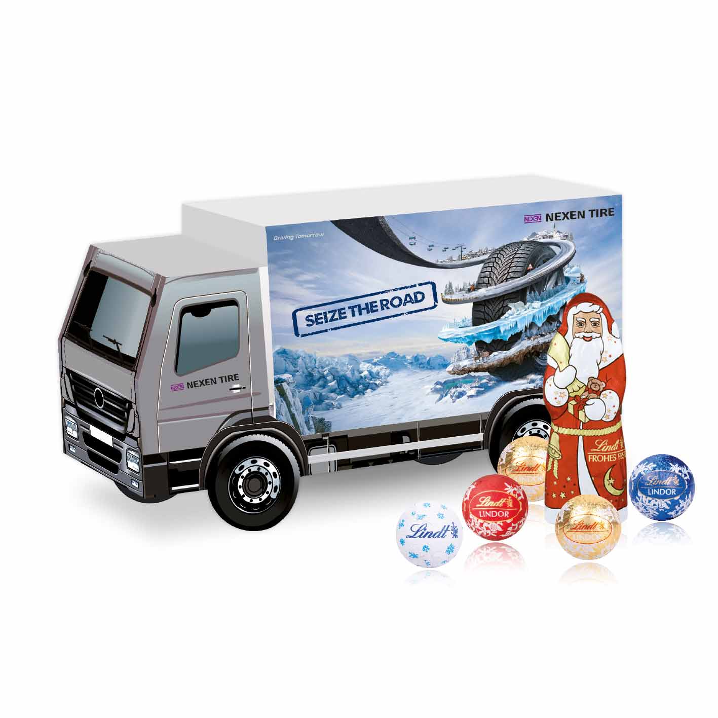 Weihnachtspräsent Lastwagen Lindt bedruckt mit Logo